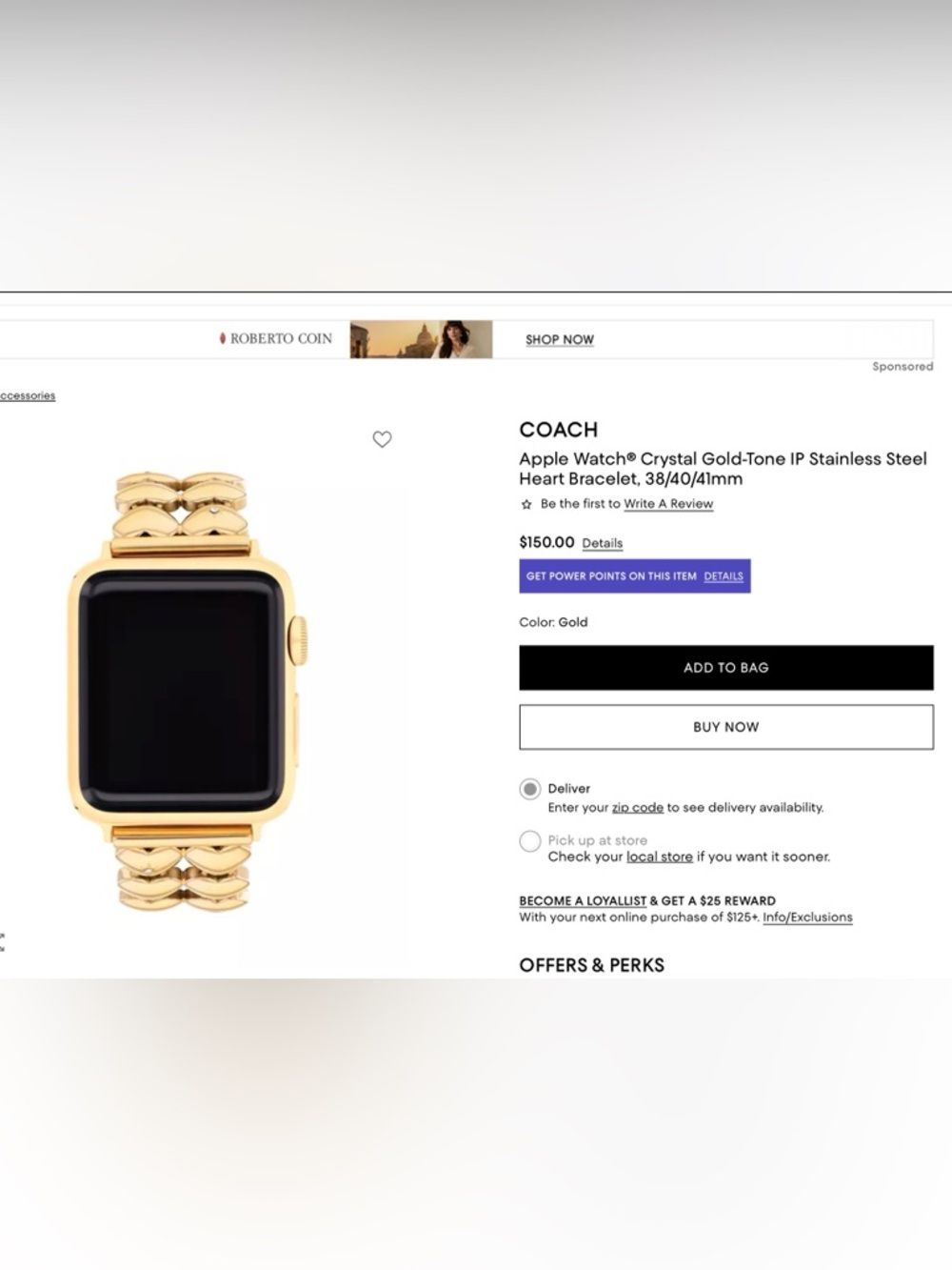 Coach Apple Watch® Crystal Gold-Tone IP Stainless Steel Heart 38/40/41mm - Picture 14 of 14